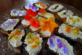 Edible Flower and Soft Cheese Appetizer