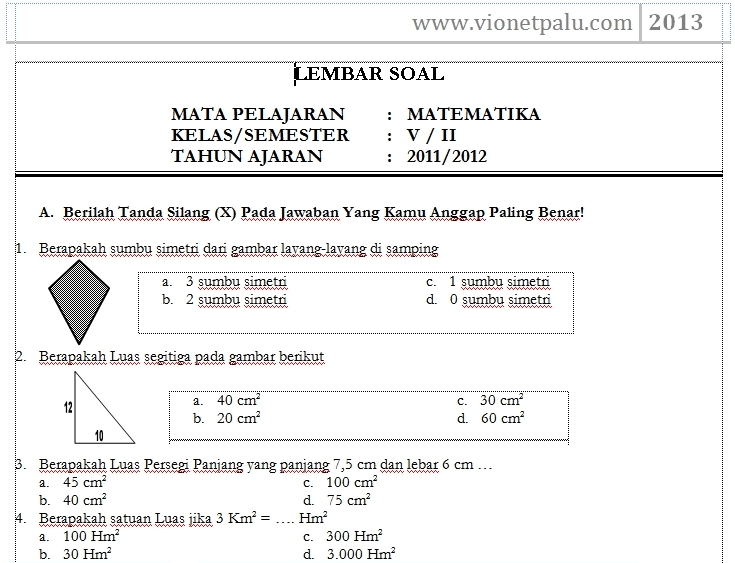 Soal Ujian Sd Kelas 5 Pdf  tbgalaft.overblog.com