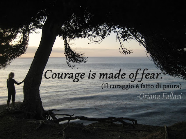 "Courage is made of fear." (Il coraggio è fatto di paura) - Oriana Fallaci - Alex with our meditation tree image by lb as seen on linenandlavender.net - http://www.linenandlavender.net/2013/10/courage-and-fear.html