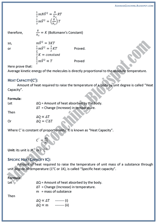 Heat-Theory-Notes-Physics-XII