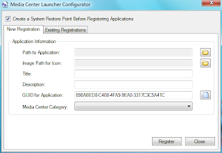 Media Center Configurator New Registration Tab