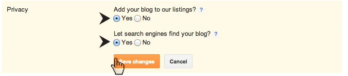 Blogger Privacy Add Search Listings