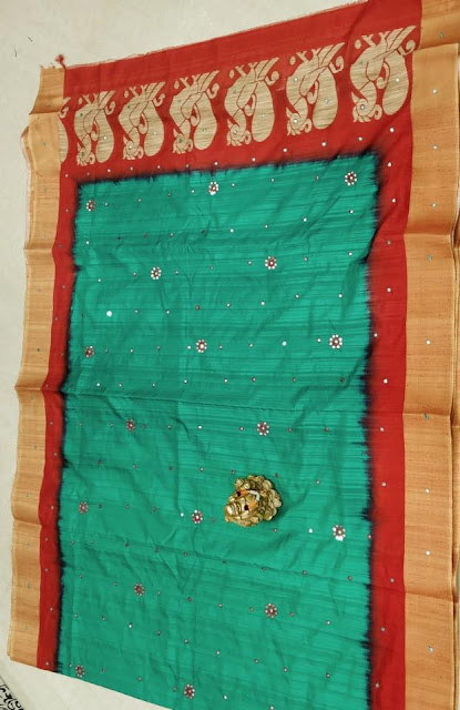  Jute Lenin  Sarees With  Mirrors Work Buy Online 