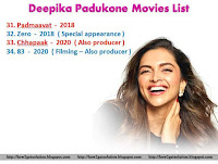 Deepika Padukone Movies List From Padmaavat, Zero, Chhapaak and Upcoming Movie 83 'Pic Free Download'