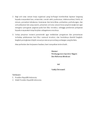 Surat MenPAN RB tentang Pelaksanaan Hari Libur Nasional Pilkada 2
