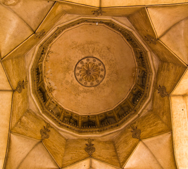 Persian stucco work on the central dome of Charminar