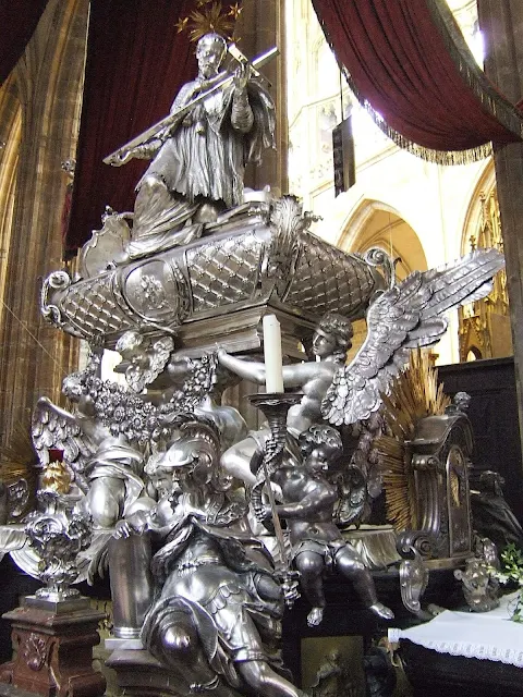 St. John of Nepomuk's Tomb in the St Vitus Cathedral at Prague Castle
