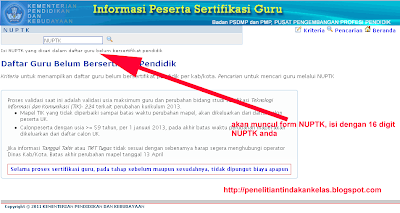 Cek TUK 2013 dan Verifikasi Data Sertifikasi Guru 2013