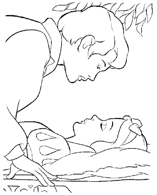 Snow White Coloring on Prince Kisses Princess Snow White Coloring Pages