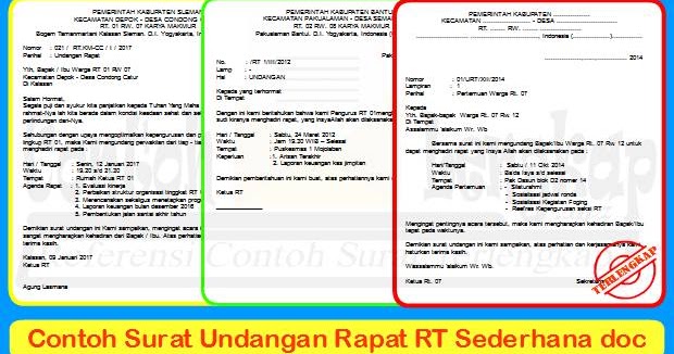 Contoh Surat Undangan Rapat RT Sederhana