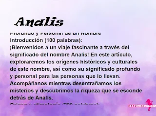 significado del nombre Analis