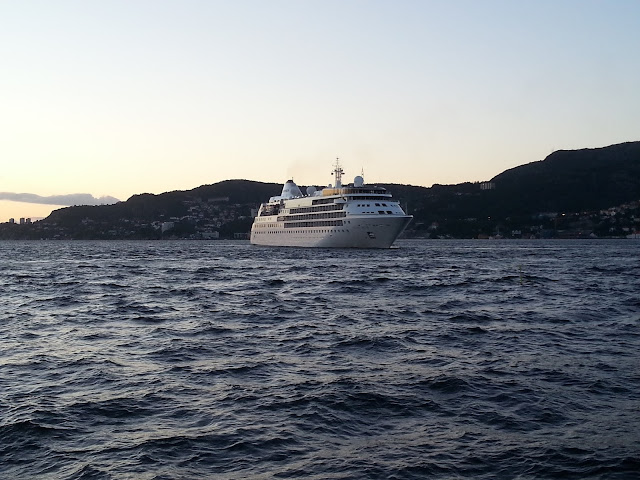 Luxury cruise ship Silver Wind in Bergen, Norway; Silversea: Fjords cruise