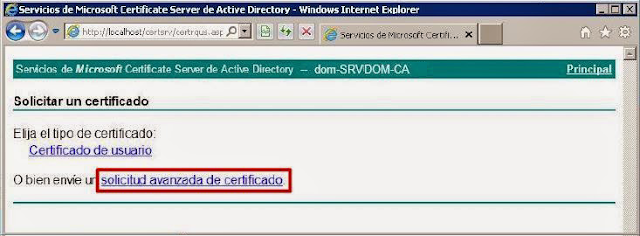 Solicitud de certificado avanzada