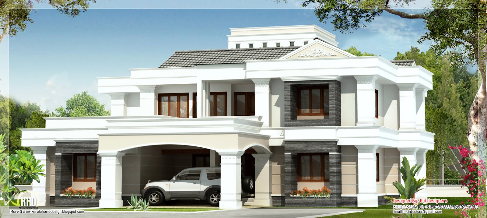 Double floor 4 bedroom house Kerala home design and 