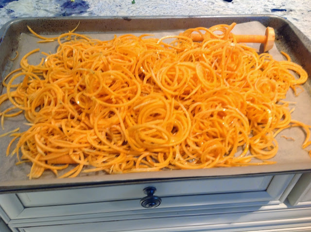 large cookies sheet with sweet potato fries