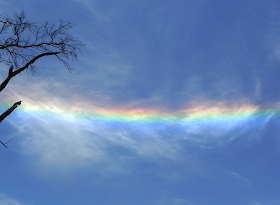 It is an incredibly rare phenomenon that happens when sunlight passes through and is refracted by ice crystals in high-altitude cirrus clouds, which are wispy clouds that resemble the tufts of hair on a baby's head.