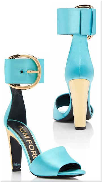 ♦Tom Ford turquoise blue satin buckle ankle strap sandal #tomford #shoes #turquoise #brilliantluxury