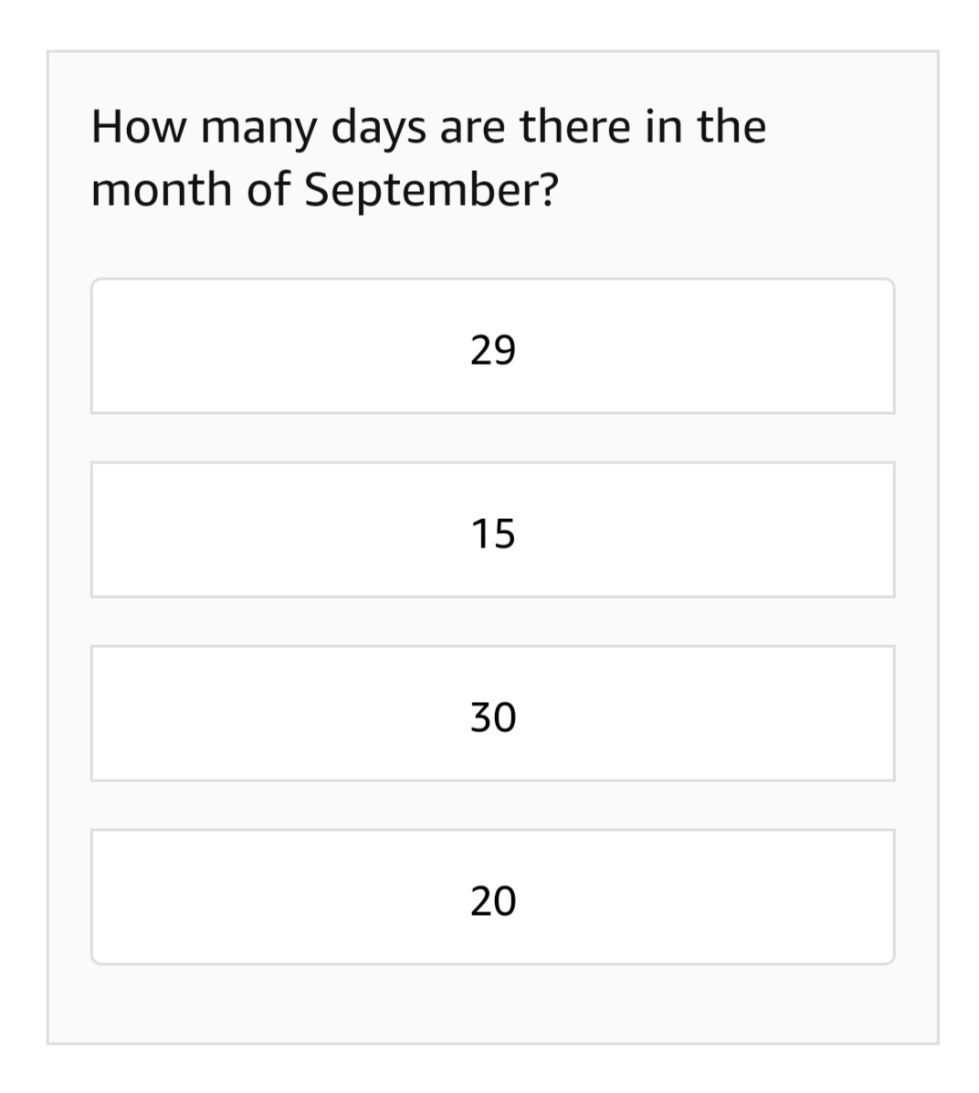 How many days are in month of September? | 04 Sep 2020