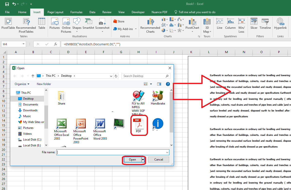 How to insert a file into excel