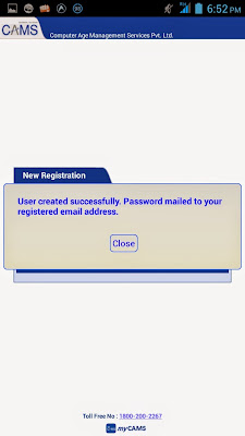 myCAMS New User Created