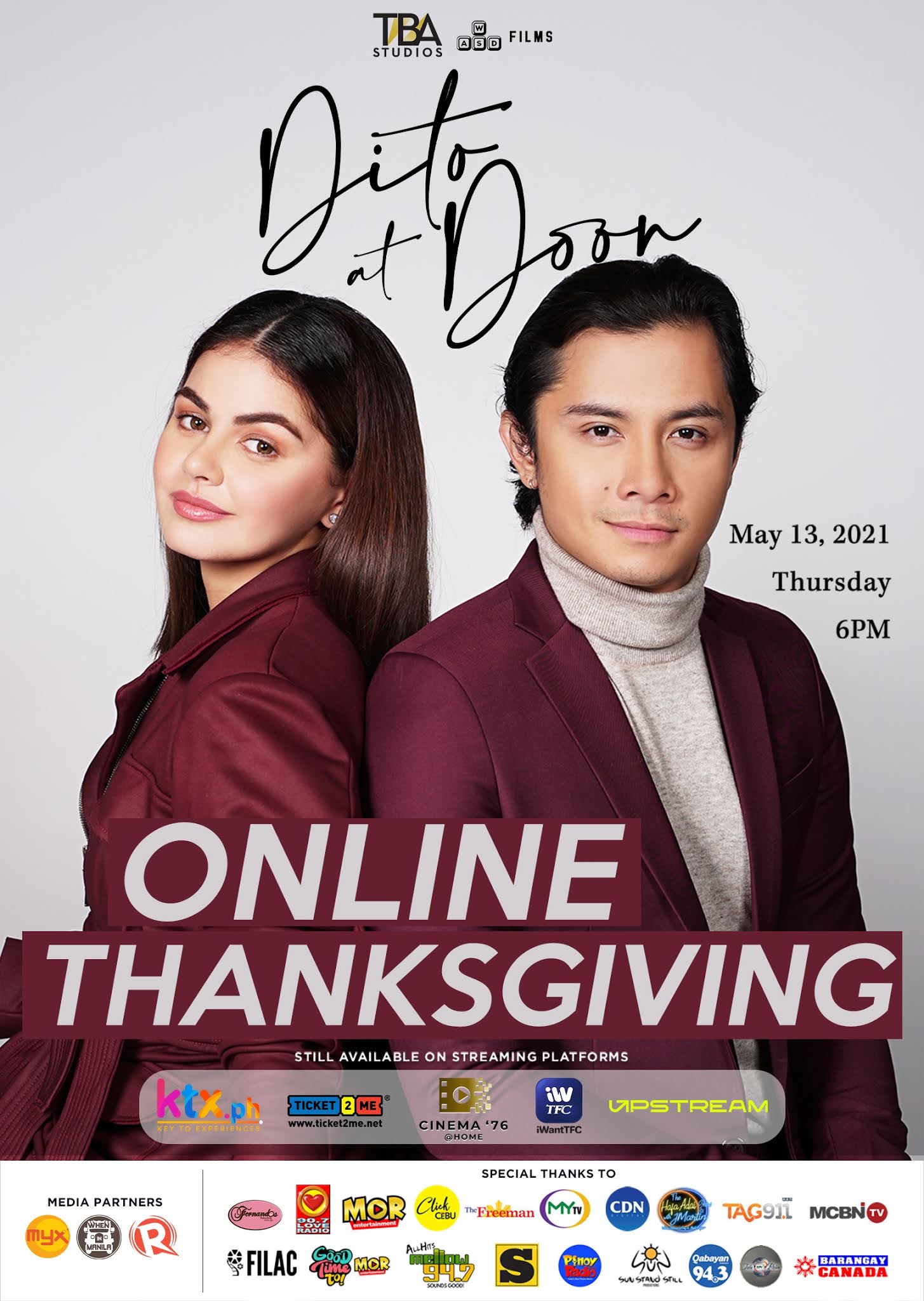 DITO AT DOON  (HERE AND THERE) Stars and Members Celebrates Film's Success with Virtual Thanksgiving Party