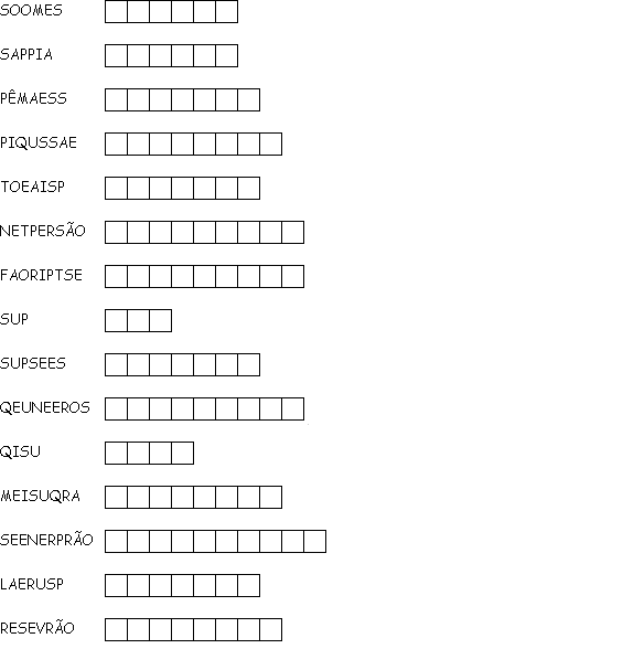 ENIGMA DE PORTUGUES = ORGANIZE AS LETRAS E DESCUBRA