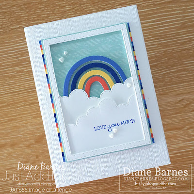 Handmade rainbow love you card made with Stampin Up supplies. Brilliant Rainbow dies, Basic Borders dies, Stitched Rectangle dies. Card by Diane Barnes - Independent Demonstrator in Sydney Australia - Stampinupcards - colourmehappy - die cutting - cardmaking