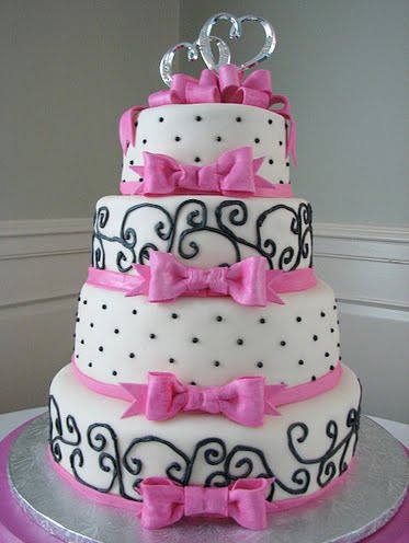 My favorite cake so far is definitely the pink black and white wedding cake