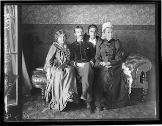 Family in 1893: Wife Fanny, Stevenson, his stepdaughter Isobel, and his mother Margaret Balfour