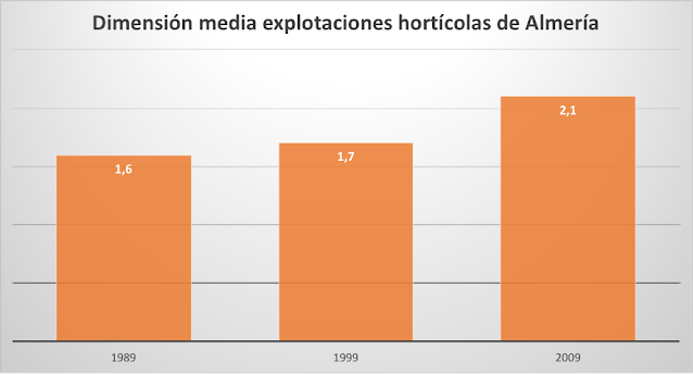 Dimensión media de las explotaciones hortícolas de Almería