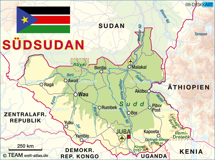 sydsudan kort Sydsudan Geografiske Kort Over Sydsudan Global Encyclopedia sydsudan kort