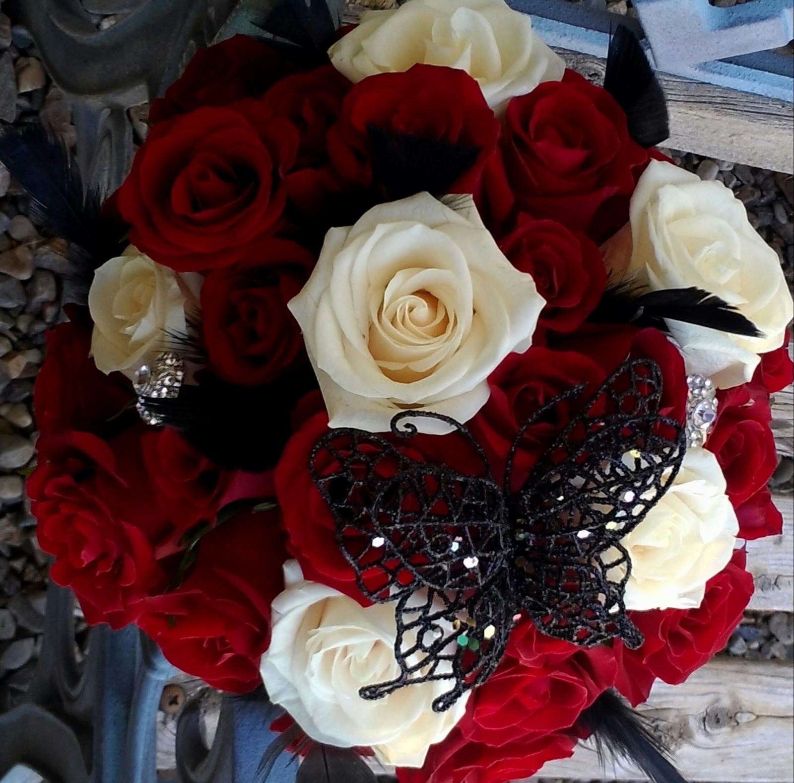 Black And Red Rose Bouquet