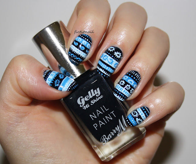 Blue Paisley Nail Art