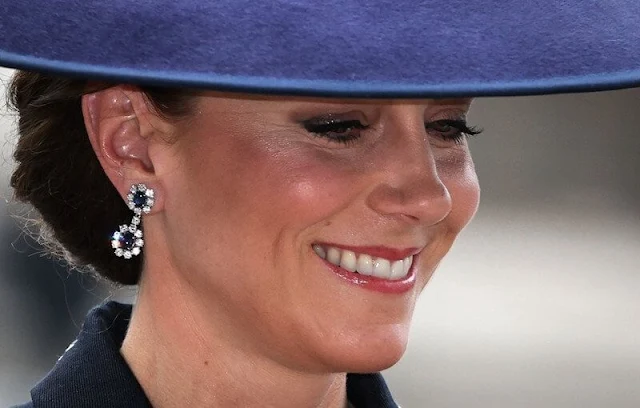 Princess of Wales wore a jacquard peplum jacket and jacquard midi skirt by Erdem. The Duke and Duchess of Edinburgh