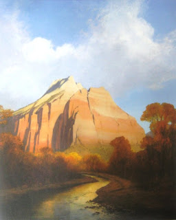 Oil painting of Zion National Park by Jim Jones donated to Southern Utah University