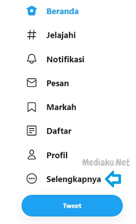 Letak Menu Pengaturan Twitter