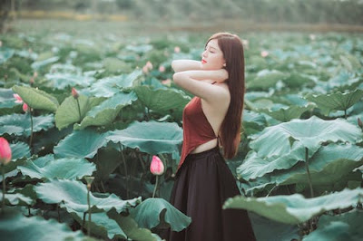 woman with plants