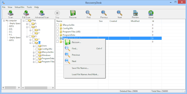 Me-recover Data Yang Sudah Terhapus/Hilang dengan RecoveryDesk