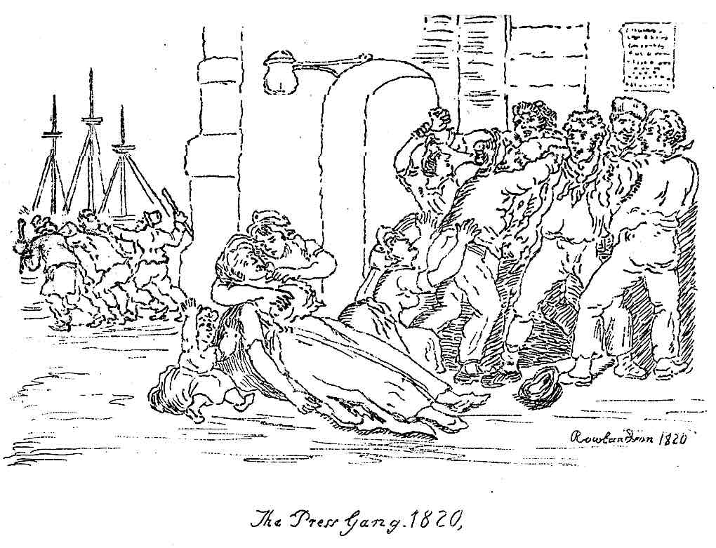 1820 London Press Gang abductions, forced sailors at sea