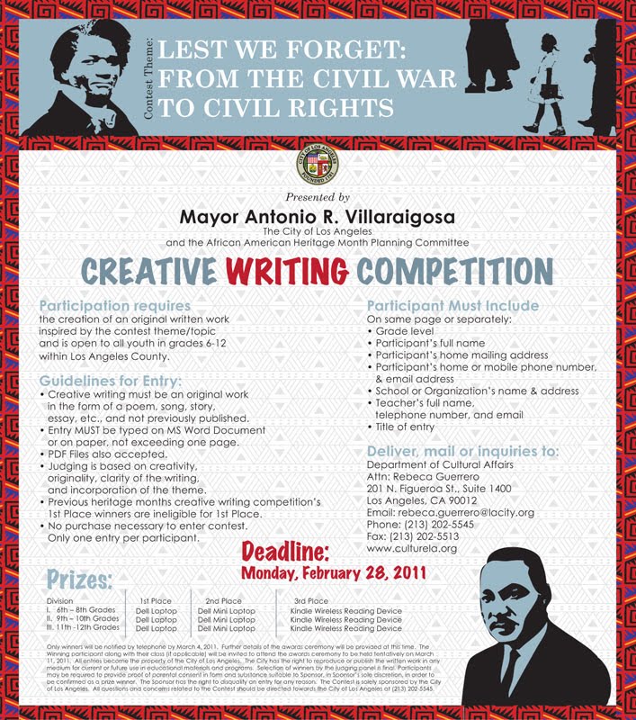 African American Heritage Month Student Creative Writing Competition (Los Angeles)