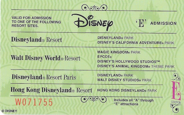 E Ticket Disney Parks Admission Ticket