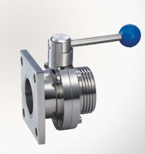 Van Bướm vi sinh, kết nối 1 đầu mặt bích, 1 đầu Ren- 08.Flange/threaded butterfly valve– Van Bướm Vi sinh