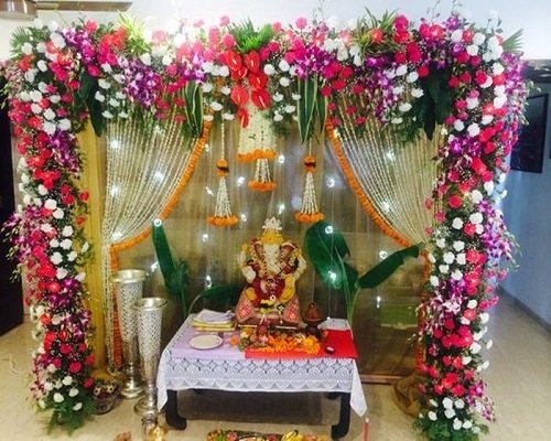 Ganpati Decoration 2023 Ideas, Simple and Flower Ganesh Chaturthi Decoration  at Home – Ganpati Sevak