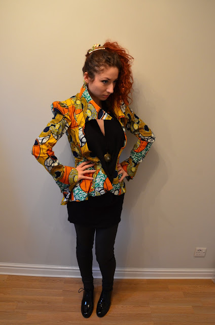 Ankara African wax print blazer Simplicity 1248 steampunk sewing pattern dressmaking