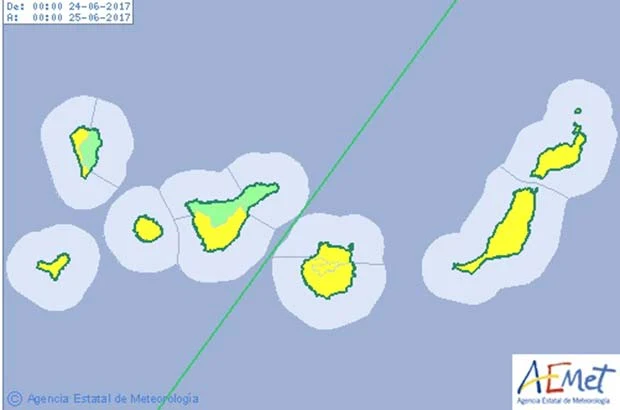 Aviso amarillo por altas temperaturas en Canarias, 24 de junio, Día de San Juan