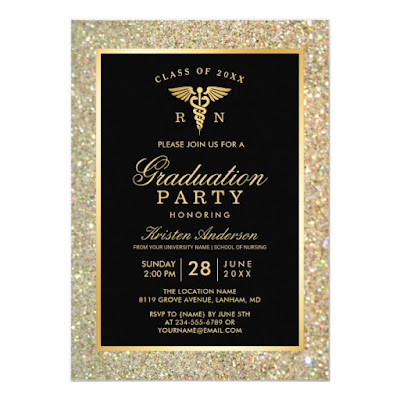  2019 Gold Medical Nursing School Graduation Party Invitation