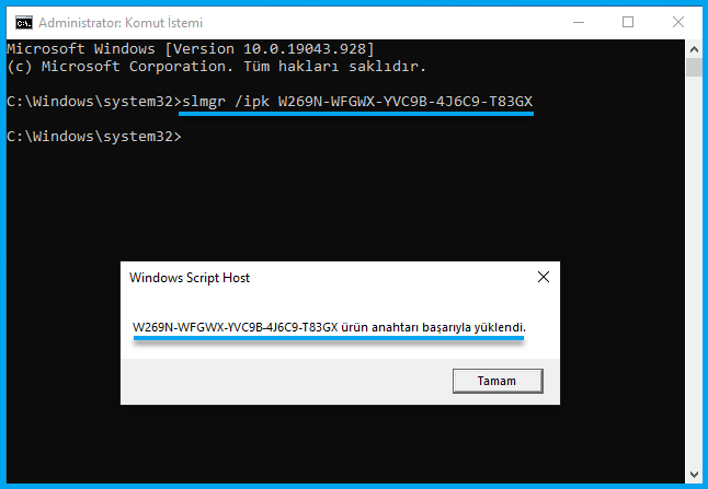 Windows 10 Etkinleştirme Programsız