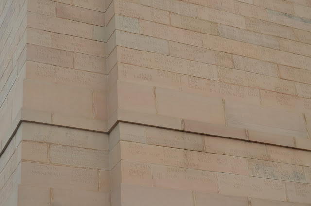 Names of soldiers on the walls of India Gate