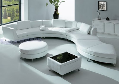 Modern Furniture White Leather Sectional Sofa with Ottoman and Mini Bar table Set11