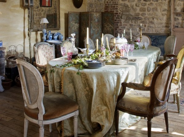 Dining Room Table with Tablecloth